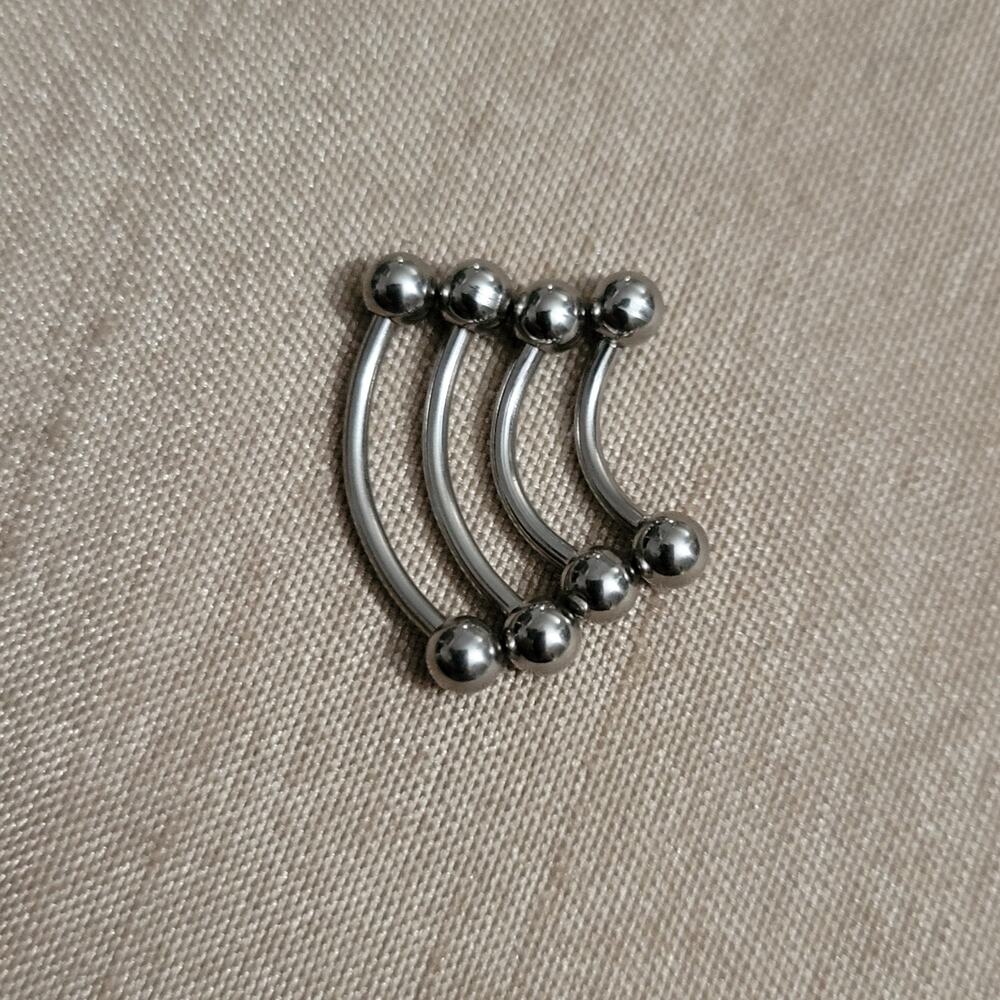 16 gauge, 6 8 10 & 12 eyebrow piercing barbell set, stainless steel, 4 pieces